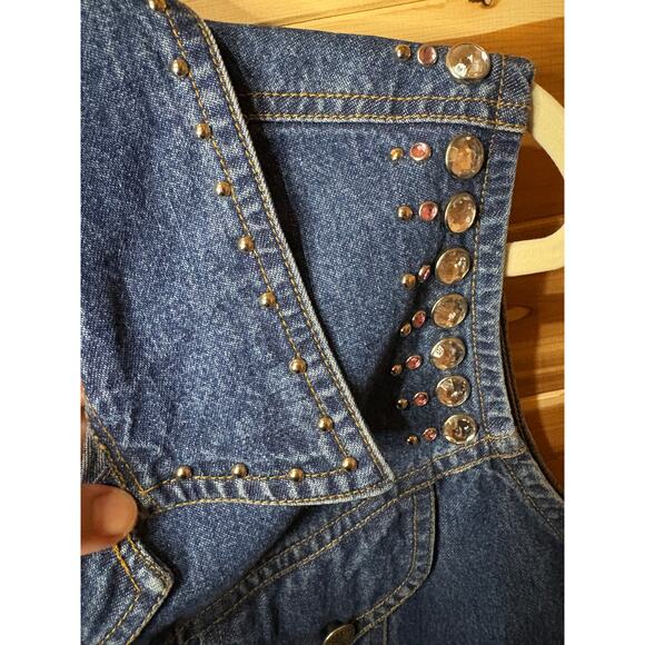 Vtg Gordon & James Signature 90s Y2K Denim Studded Vest Rhinestone Vintage L - Picture 5 of 10